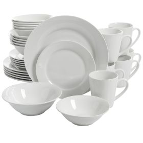 Gibson Home Noble Court 30 Piece Ceramic Dinnerware Set in White - Elegant and Timeless Dining Experience