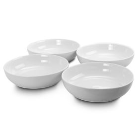 Gibson Home Extra Wide 8.5" Stoneware Dinner and Serving Bowls in White - Set of 4 | Versatile and Stylish Bowls for Kitchen and Tabletop Use