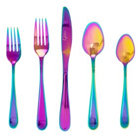 Gibson Home Stravidia 20 Piece Flatware Set in Rainbow Stainless Steel - Sleek & Colorful Cutlery Set | Dishwasher Safe | Suitable for Any Occasion
