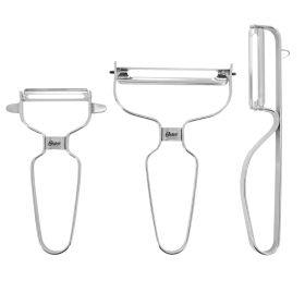 Oster Baldwyn 3 Piece Stainless Steel Lightweight Peeler Set - Efficient Fruit and Vegetable Peeling, Silver