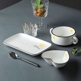 Color: Sun, style: B - Cute European-Style Dishes Set For One Person Net Red Ins Breakfast Plate Bowl Household Tableware Set Factory Direct Supply