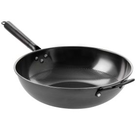 Gibson Home Debossed 13 Inch Heavy Gauge Carbon Steel Wok in Black - Cook Large Portions Quickly and Thoroughly