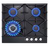 Gas Cooktop 24 inch Black Tempered Glass 4 Burners Built-in Hob NG/LPG Convertible - 24 inch