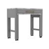 Rustic 5pc Dining Set Counter Height Dining Table w Storage drawer Faux Marble Top 4x Stools Light Gray Dining Room Furniture