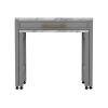 Rustic 5pc Dining Set Counter Height Dining Table w Storage drawer Faux Marble Top 4x Stools Light Gray Dining Room Furniture