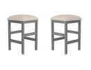 Rustic 3pc Dining Set Counter Height Dining Table w Storage drawer Faux Marble Top 2x Stools Light Gray Dining Room Furniture