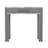 Rustic 5pc Dining Set Counter Height Dining Table w Storage drawer Faux Marble Top 4x Stools Light Gray Dining Room Furniture