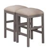 Rustic 3pc Dining Set Counter Height Dining Table w Storage drawer Faux Marble Top 2x Stools Light Gray Dining Room Furniture