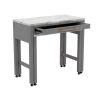 Rustic 5pc Dining Set Counter Height Dining Table w Storage drawer Faux Marble Top 4x Stools Light Gray Dining Room Furniture
