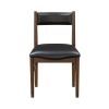 5pc Classic Luxury Dining Set Table with Self-Storing Extension Leaf and 4 Black Leather Upholstered Chairs Cherry Finish Dining Kitchen Wooden Furnit