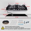 Gas Cooktop 24 inch Black Tempered Glass 4 Burners Built-in Hob NG/LPG Convertible - 24 inch