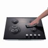Gas Cooktop 24 inch Black Tempered Glass 4 Burners Built-in Hob NG/LPG Convertible - 24 inch