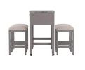 Rustic 5pc Dining Set Counter Height Dining Table w Storage drawer Faux Marble Top 4x Stools Light Gray Dining Room Furniture