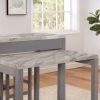 Rustic 5pc Dining Set Counter Height Dining Table w Storage drawer Faux Marble Top 4x Stools Light Gray Dining Room Furniture