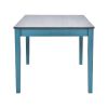 TOPMAX Mid-Century 6-Piece Wood Dining Table Set, Kitchen Table Set with Drawer, Upholstered Chairs and Bench, Antique Blue