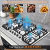Gas Cooktop 30/36 Inch, 5 Burner Gas Stove Top, Built in Stainless Steel, LPG/NG Convertible Propane Cooktop - 30inch(with Griddle)