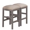 Rustic 5pc Dining Set Counter Height Dining Table w Storage drawer Faux Marble Top 4x Stools Light Gray Dining Room Furniture