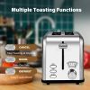 2-Slice Toaster with 1.5 inch Wide Slot, 5 Browning Setting and 3 Function: Bagel, Defrost & Cancel, Retro Stainless-Steel Style