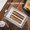 2-Slice Toaster with 1.5 inch Wide Slot, 5 Browning Setting and 3 Function: Bagel, Defrost & Cancel, Retro Stainless-Steel Style