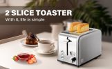 2-Slice Toaster with 1.5 inch Wide Slot, 5 Browning Setting and 3 Function: Bagel, Defrost & Cancel, Retro Stainless-Steel Style