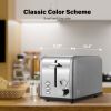 2-Slice Toaster with 1.5 inch Wide Slot, 5 Browning Setting and 3 Function: Bagel, Defrost & Cancel, Retro Stainless-Steel Style